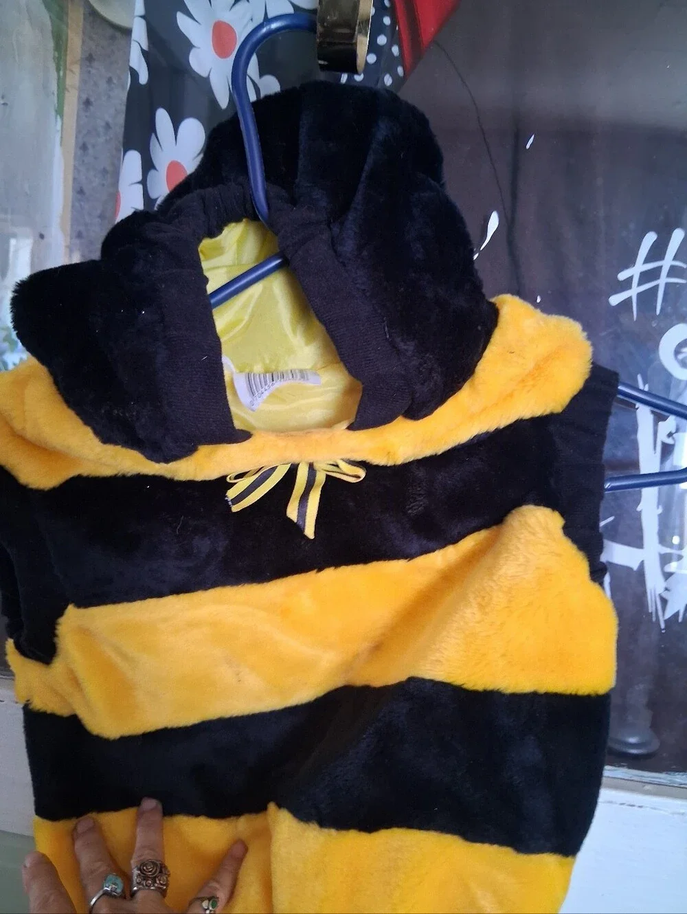 Fuzzy Bee Striped Vest - Yellow & Black